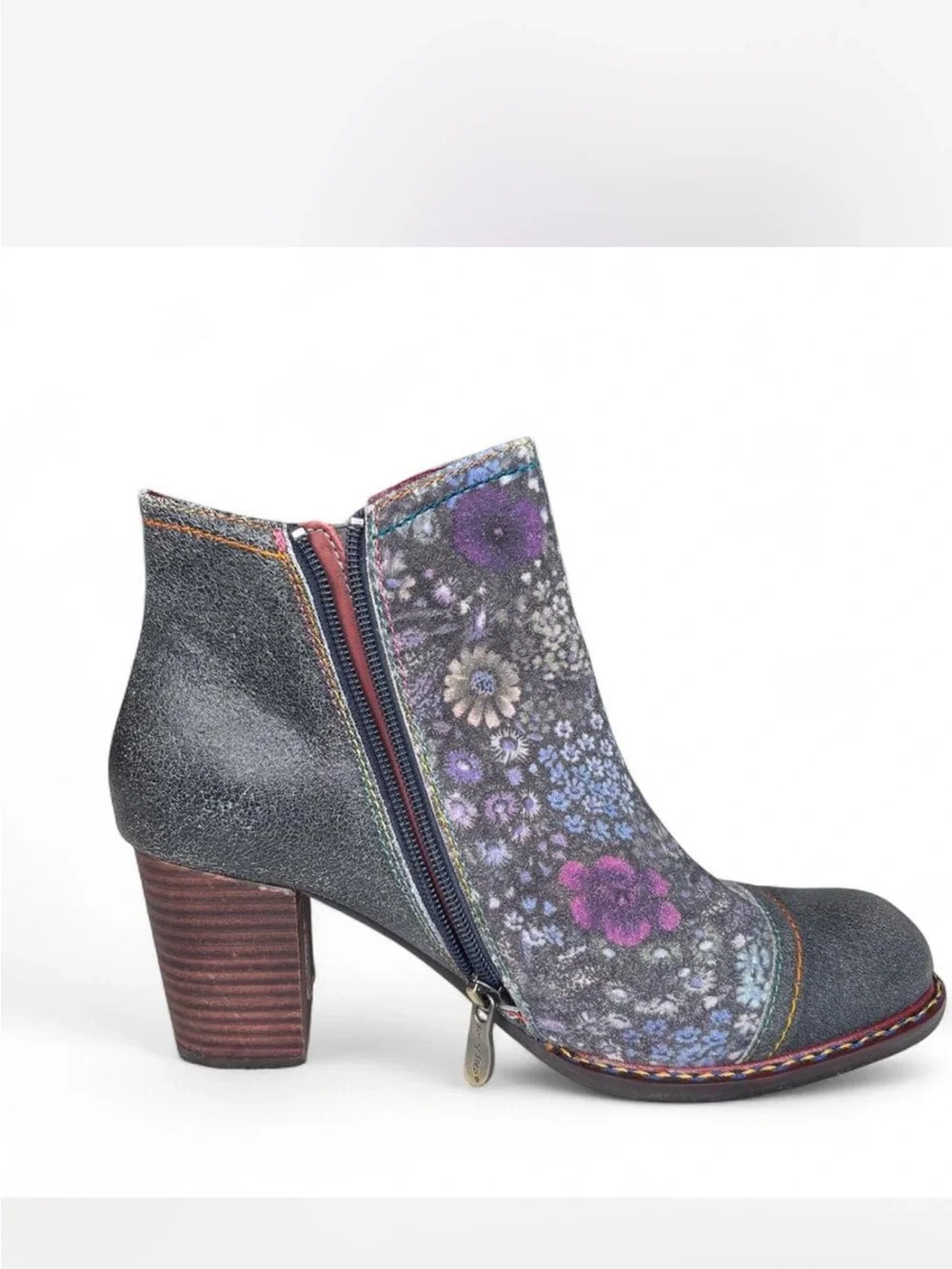 L’Artiste Spring Step Melvina Floral Leather Ankle Boots EU 38 US 7.5/8 like new